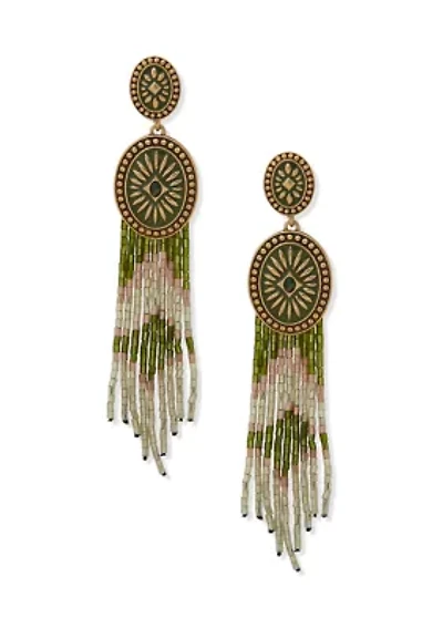 Long Beaded Linear Earrings