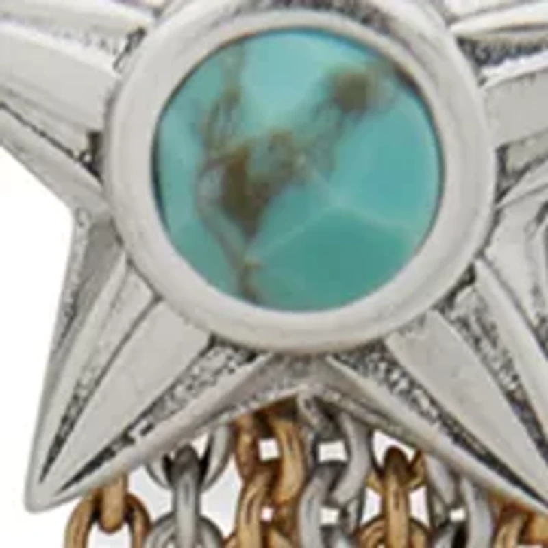 Two Tone Turquoise Star Chain Linear Earrings