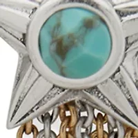 Two Tone Turquoise Star Chain Linear Earrings