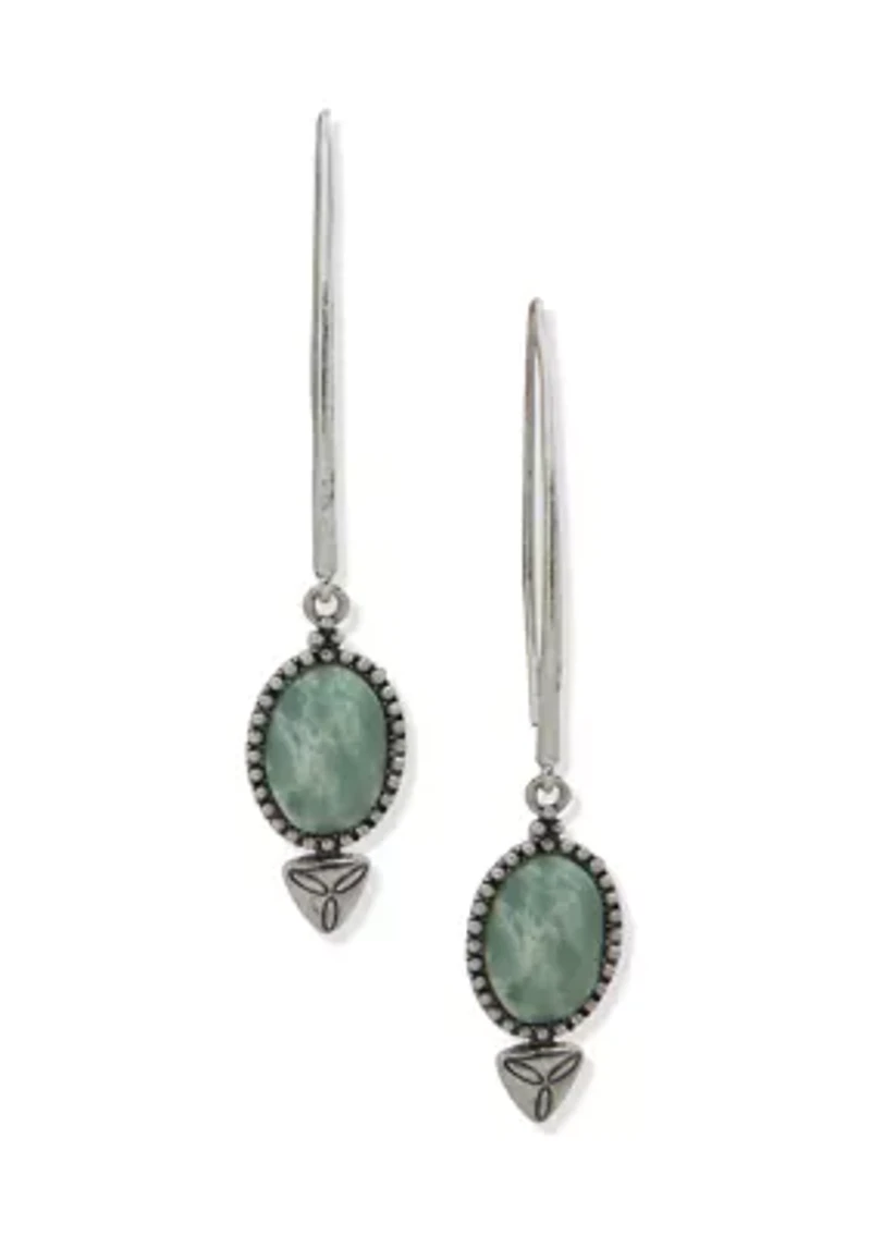 Silver Tone Seafoam Drop Threader Earrings