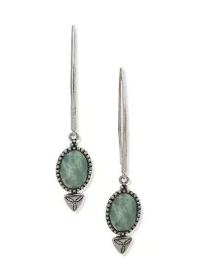 Silver Tone Seafoam Drop Threader Earrings