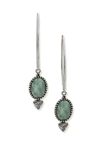 Silver Tone Seafoam Drop Threader Earrings