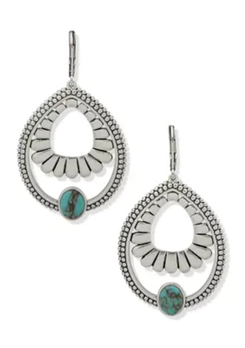 Silver Tone Turquoise Open Drop Earrings