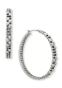 Silver Tone 47 Millimeter Beaded Hoop Earrings