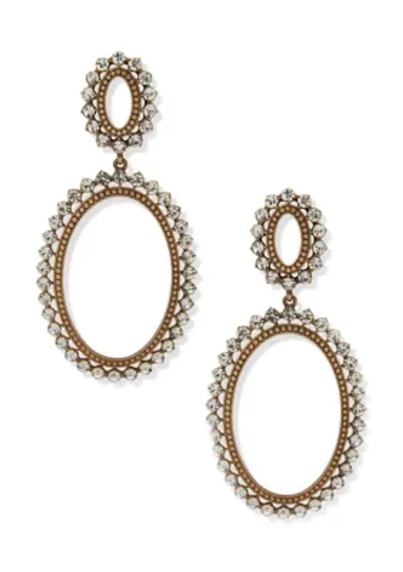Crystal Round Stone Open Drop Earrings