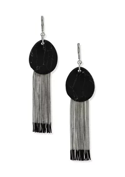 Stone Chain Fringe Linear Earrings