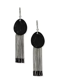 Stone Chain Fringe Linear Earrings