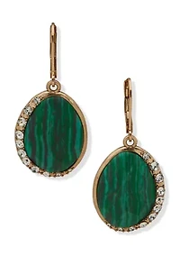 Green Stone Crystal Pavé Drop Earrings