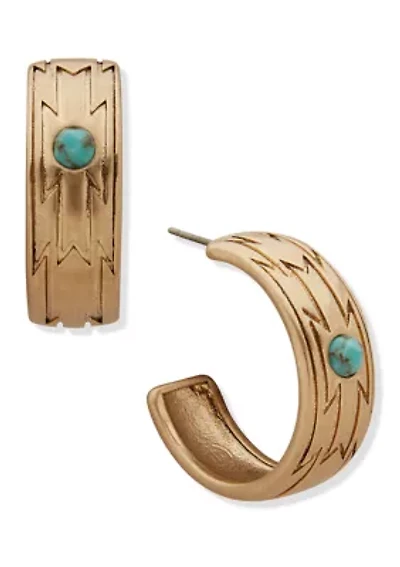 Engraved Stone Hoop Earrings