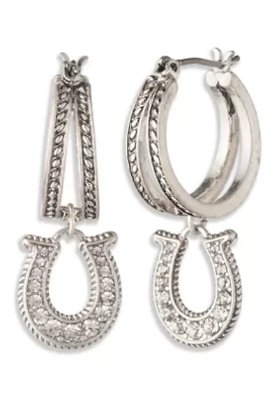 Crystal Horseshoe anc Chandelier Earring Set