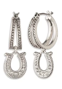 Crystal Horseshoe anc Chandelier Earring Set