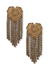 Crystal Heart Chain Linear Earrings