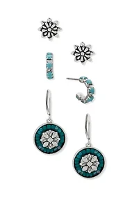 Beaded Huggie Stud Drop Trio Earring Set