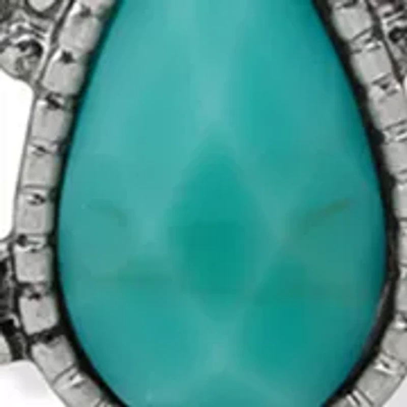 Silver Tone Turquoise Feather Drop Trio Earrings