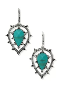 Pavé Crystal Turquoise Stone Center Chandelier Earrings