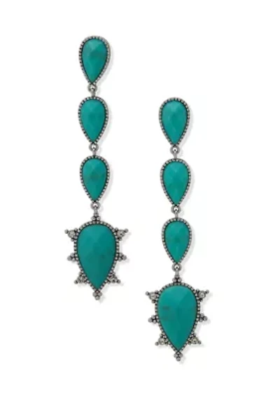  Turquoise Stone Linear Earrings