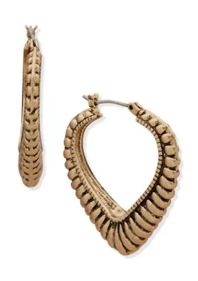 Fluted Gold Tone Hoop Earrings