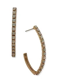 Stone Pavé C Hoop Earrings