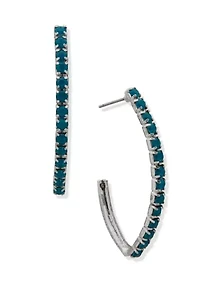 Stone Pavé C Hoop Earrings