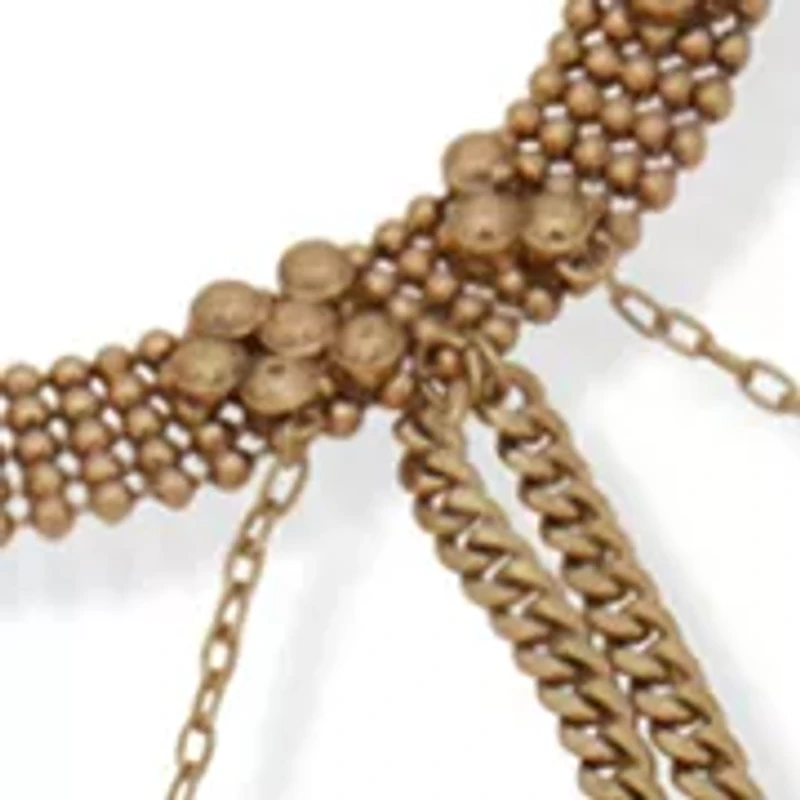 Gold Tone Choker Swag Chain Pendant Necklace