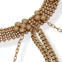 Gold Tone Choker Swag Chain Pendant Necklace
