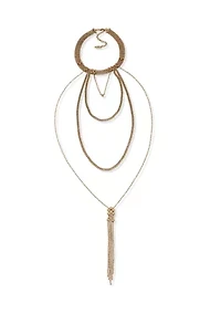 Gold Tone Choker Swag Chain Pendant Necklace