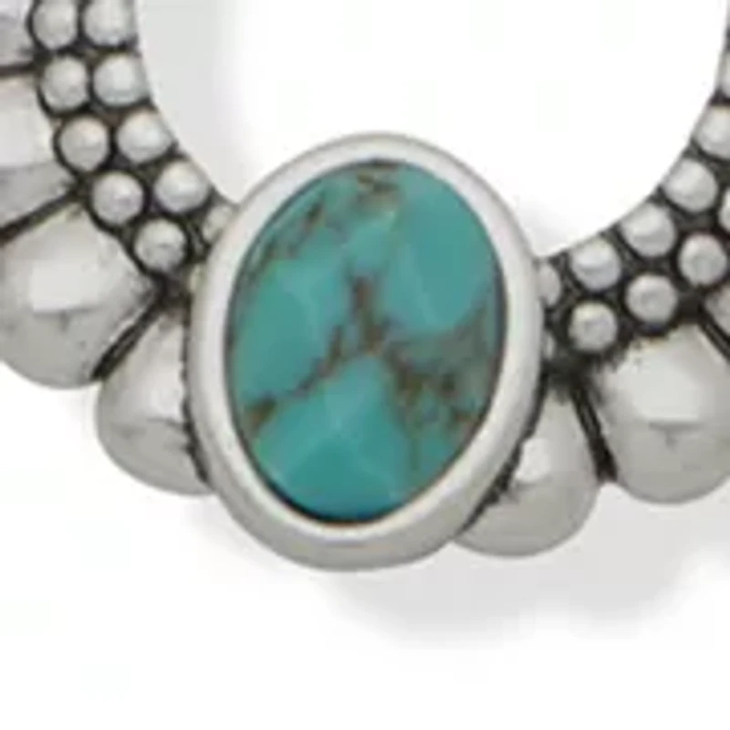 Silver Tone Turquoise Charm Frontal Necklace