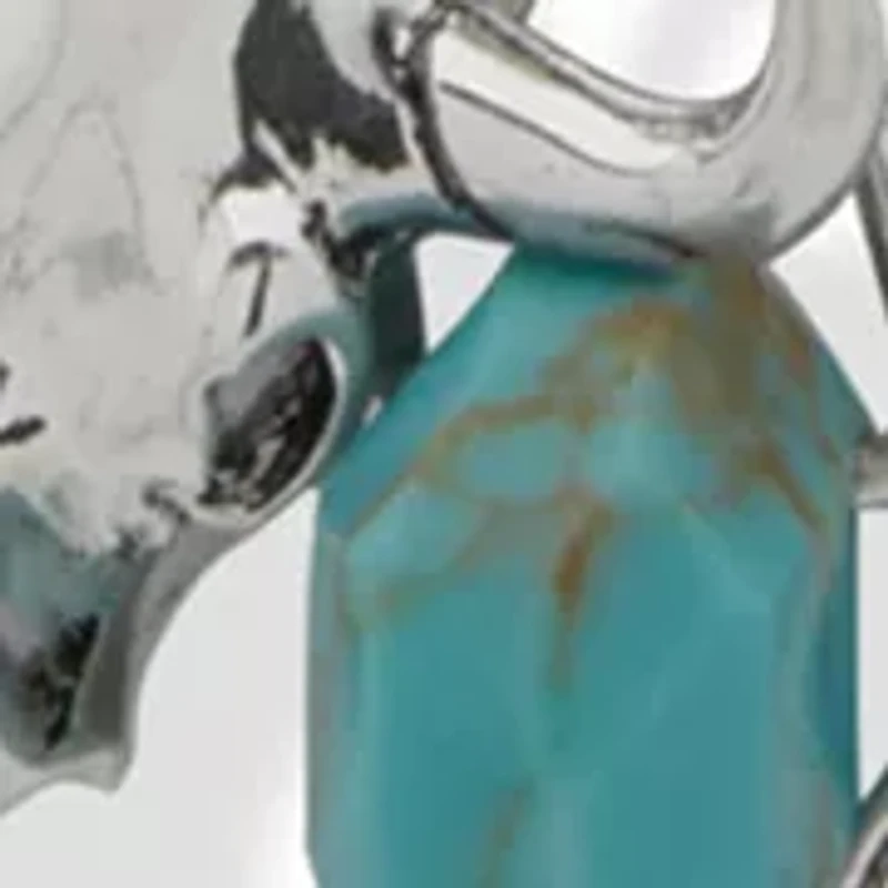 Silver Tone Turquoise Guitar Charm Multirow Necklace