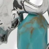Silver Tone Turquoise Guitar Charm Multirow Necklace