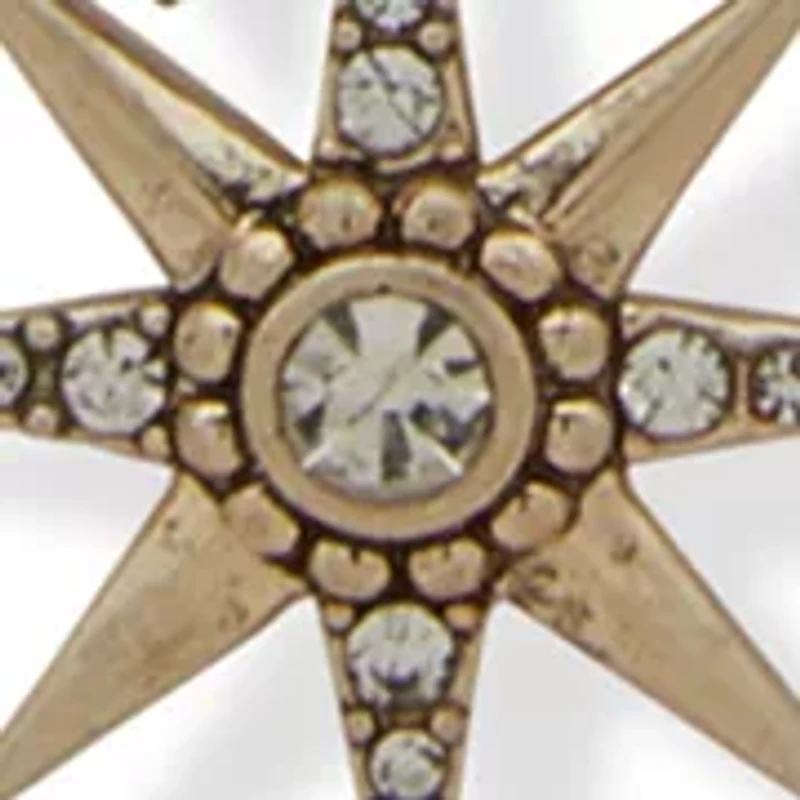 Gold Tone White Star Charm Multirow Necklace