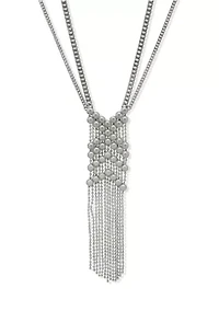 Silver Tone Long Chain Y Necklace