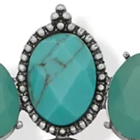 Silver Tone  Turquoise 36" Squash Blossom Necklace