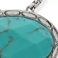 Silver Tone Turquoise Stone Tassel Bolo Necklace