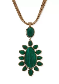 Green Stone Pendant Statement Necklace