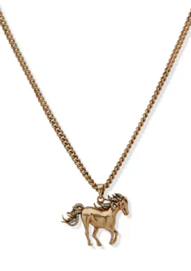  Crystal Pave Horse Pendant Necklace