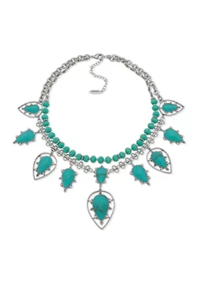 Turquoise Drama Stone Frontal Necklace
