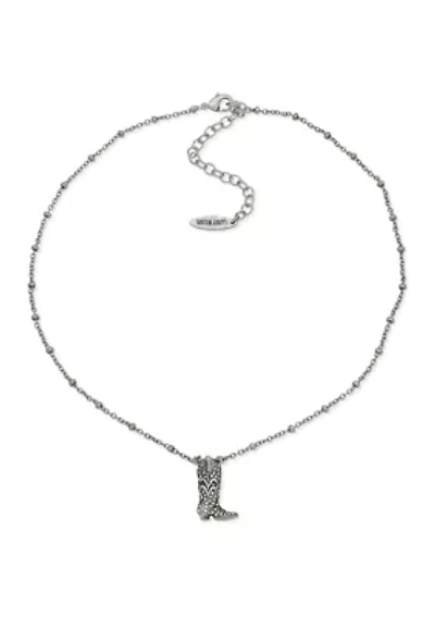 Crystal Pavé Boot Pendant Necklace