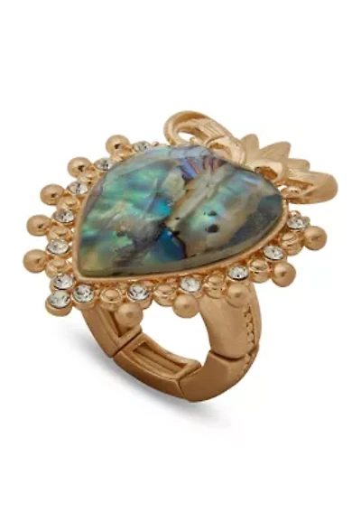 Adjustable Heart Stone Ring