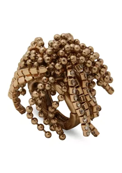 Crystal Stone Chain Tassel Ring