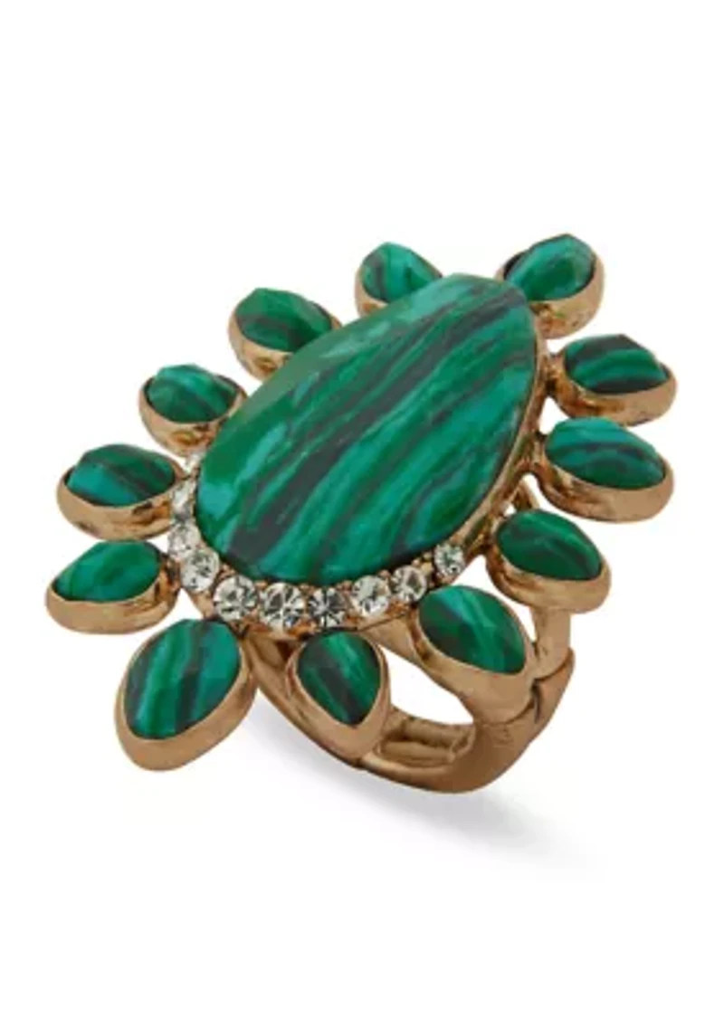 Green Stone Cluster Ring