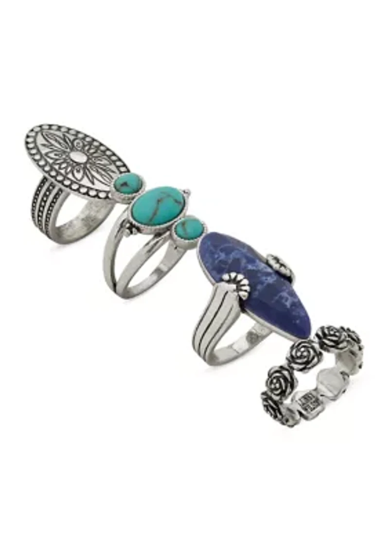 Silver-Tone Statement Ring Set
