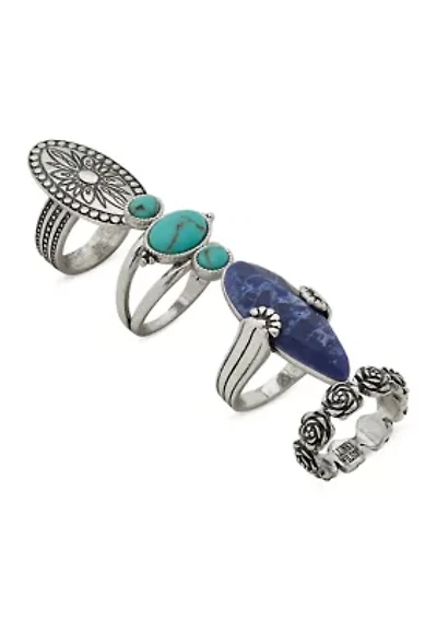 Silver-Tone Statement Ring Set