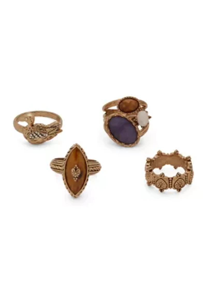 Crystal Stone Statement Ring Set
