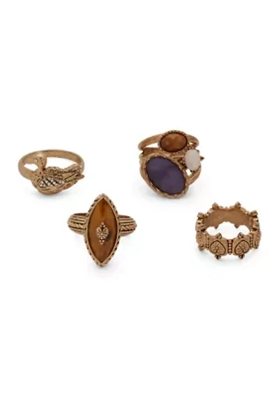 Crystal Stone Statement Ring Set