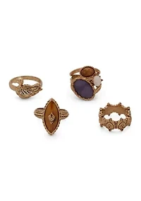 Crystal Stone Statement Ring Set