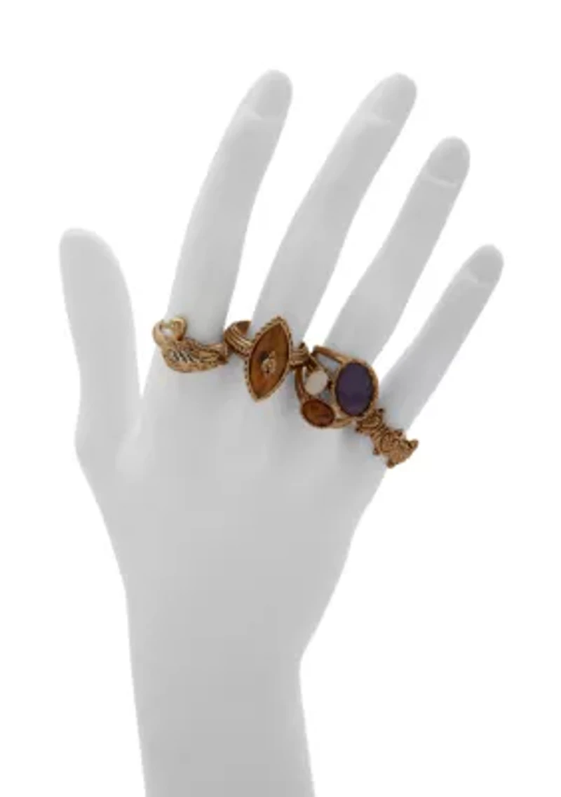 Crystal Stone Statement Ring Set