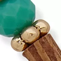 Gold Tone Turquoise Tone Beaded Boot Bracelet