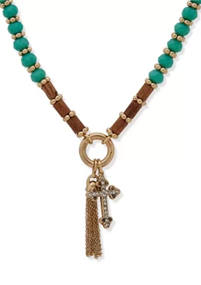 Gold Tone Turquoise Beaded Boot Bracelet