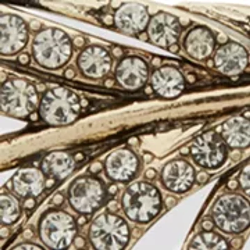 Gold Tone Crystal Pavé Feather Brim Biter
