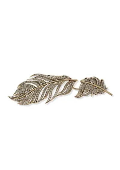 Gold Tone Crystal Pavé Feather Brim Biter